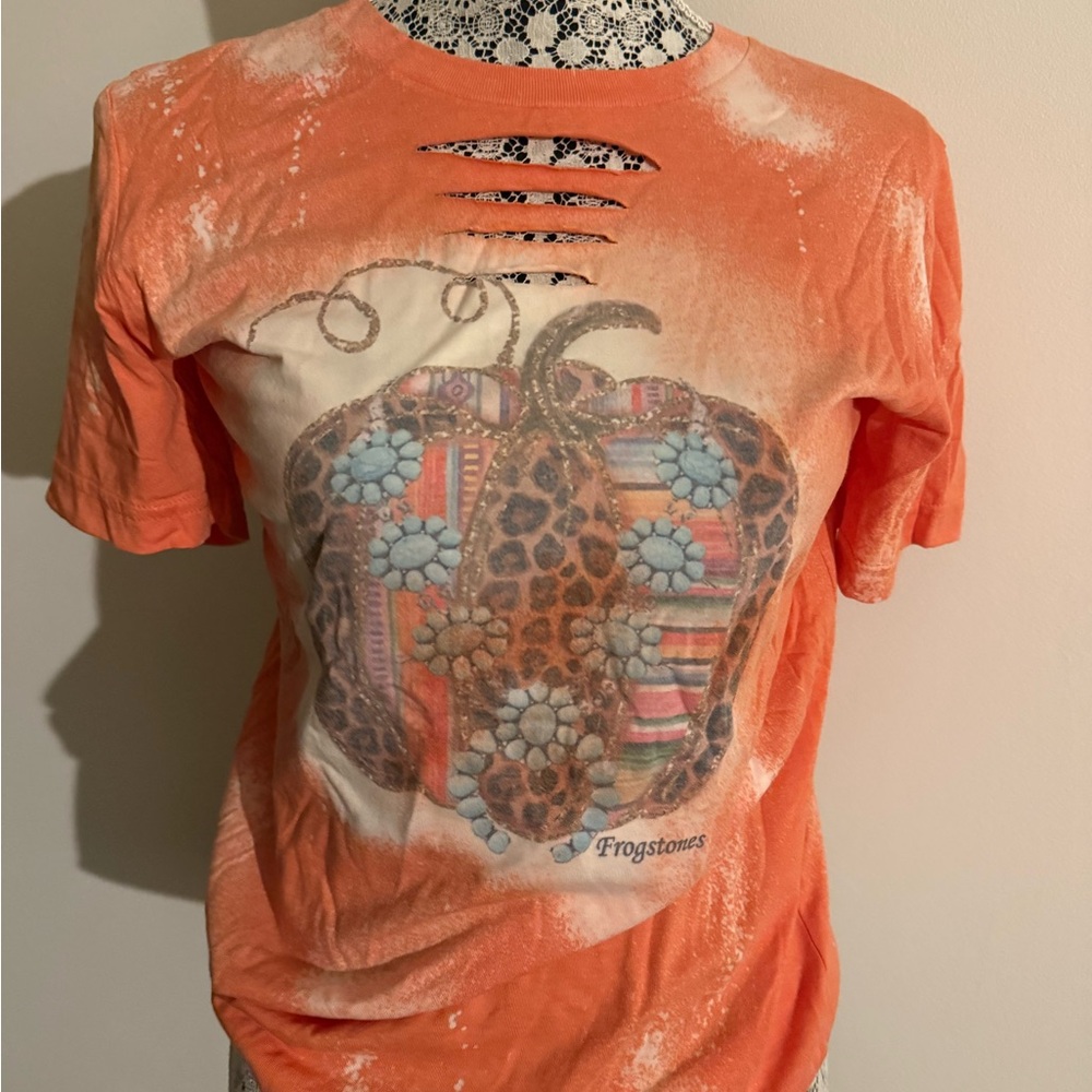 Bella Canvas OrangeDistressed Pumpkin T-Shirt